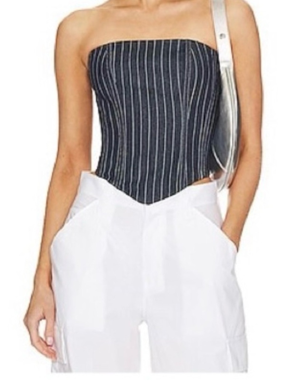 Revolve By.Dyln Dark Denim Strapless Corset Top Size XL